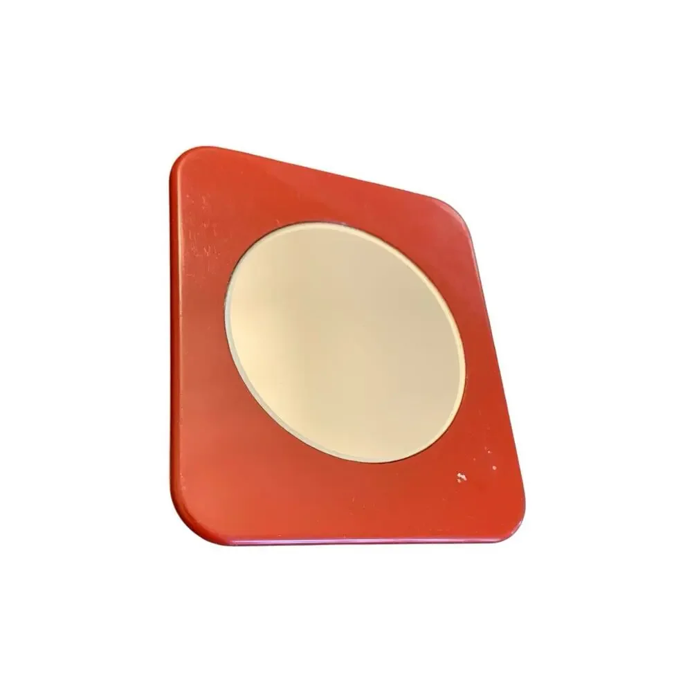 VINTAGE ESTEE LAUDER - RED PLASTIC PURSE MIRROR